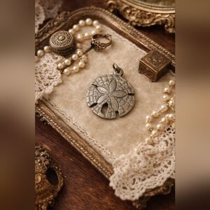 Vintage Metzke Sand Dollar Pendant | Nautical Coastal Jewelry | 70s–90s